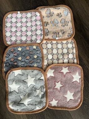 (9) New Set of Plush Reusable Makeup Remover Pads - Stars & Dots